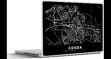 Laptop sticker - 10.1 inch - Kaart - Gouda - Zwart - 25x18cm - Laptopstickers - Laptop skin - Cover