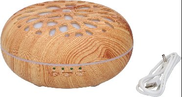 Grundig aromadiffuser -  met Timer - incl. USB-Kabel - Houtlook - Verschillende LED Kleuren