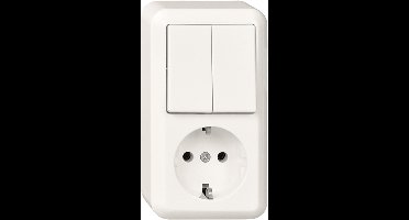 Schneider Electric Contura opbouw combinatie 1-voudig wandcontactdoos met randaarde + serieschakelaar - arctic wit