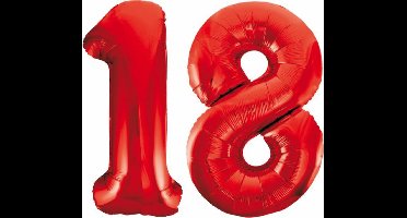 Folieballon 18 jaar rood 86cm