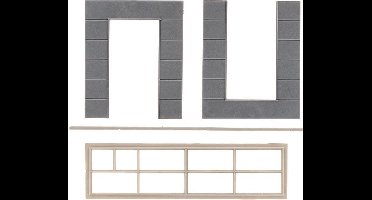 Faller - 2 Wandelementen met hoge vensters, Goldbeck - modelbouwsets, hobbybouwspeelgoed voor kinderen, modelverf en accessoires