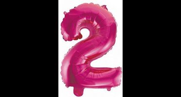 Folie Ballon Cijfer 2 Roze 41 cm