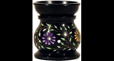 Olieverdamper Flowers zwart zeepsteen - 10x8 - Zeepsteen - Zwart