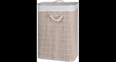 Wasmand - Mand - Bamboe - Opvouwbaar - Inclusief Deksel - Uitneembare binnenhoes - CremÃ© - 60x40x30 cm