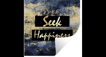 Muurstickers - Sticker Folie - Quote - Geluk - Goud - Blauw - 30x30 cm - Plakfolie - Muurstickers Kinderkamer - Zelfklevend Behang - Zelfklevend behangpapier - Stickerfolie