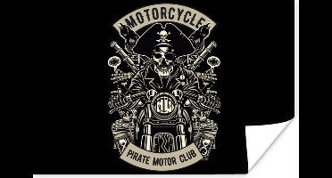 Poster Motor - Piraat - Skelet - Vintage - 30x20 cm - Vaderdag cadeau - Geschenk - Cadeautje voor hem - Tip - Mannen