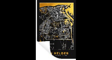 Muurstickers - Sticker Folie - Plattegrond - Den Helder - Goud - Zwart - 20x30 cm - Plakfolie - Muurstickers Kinderkamer - Zelfklevend Behang - Stadskaart - Zelfklevend behangpapier - Stickerfolie