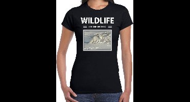 Dieren foto t-shirt Sneeuwvos - zwart - dames - wildlife of the world - cadeau shirt sneeuwvossen liefhebber XS