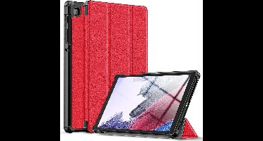 Hoesje Geschikt Voor Samsung Galaxy Tab S6 Lite Hoes Rood Smart cover 2024 - Hoesje Geschikt Voor Samsung Galaxy Tab S6 Lite 2022 Hoes - tri-fold Bookcase Hoes Cover - Tab S6 lite hoes