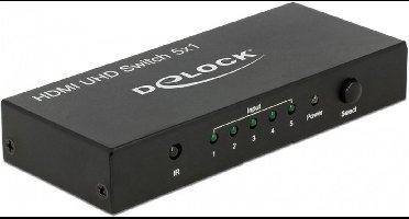 DeLOCK HDMI schakelaar 5 naar 1 - versie 2.0 (4K 60Hz HDR)