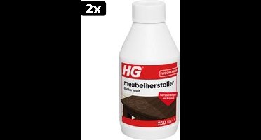 2x HG meubelhersteller donker hout - 250ml - herstelt de natuurlijke kleur - verwijdert vlekken, kringen en krassen