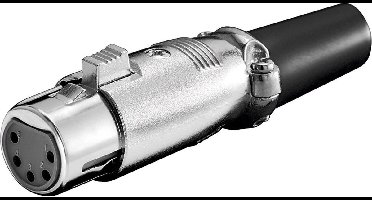 XLR 5-pins (v) connector met rubberen trekontlasting / grijs/zwart
