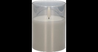 Cepewa LED Kaars - met timer - grijs - glas - 7 x 10 cm - met timer - Woondecoratie - Elektrische kaarsen