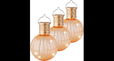 Lumineo Lampion solar verlichting - 10x - oranje - 11 cm - LED