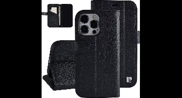 Pierre Cardin Zwart Leer Book Case Smartphonehoesje voor Apple iPhone 13 Pro - Bescherming en Stijlvol Design