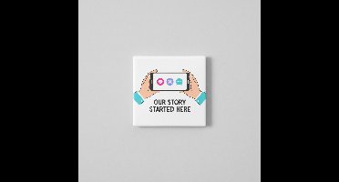 Romantische 15×15 cm Keramische Tegel – “Our Story Started Here” Smartphone Illustratie Liefdesdecoratie