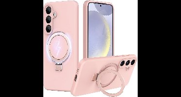 Hoesje Geschikt voor Samsung A36 hoesje zacht siliconen Licht roze - Liquid Backcover ring hoesje Geschikt voor Magsafe