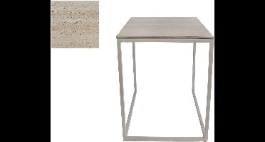 Bijzettafel Brent naturel natuursteen/metaal 34x34x42cm.