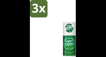 3 x Happy Earth – Deodorant Roll-On – 100% Natuurlijk Bergamot Cedarwood – 75 ml - Natuurlijke Deodorant - Bergamot - Cederhout - Roll-on Deodorant - 24 Uur Geurvervoeging
