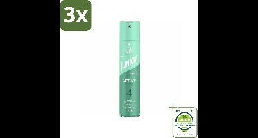 3 x Taft - Lift-Up Volume 4 - Haarspray - Extra volume voor kids - 250 ml - Grootverpakking - Haarspray Voor Kinderen - Volume Haarspray - Taft Junior - Kinderhaarspray - Haarspray Voor Kids