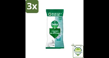 3 x Dettol - Reinigingsdoekjes - Oceaanfris - Antibacteriële Reiniging - 72 Doekjes - Grootverpakking - Reinigingsdoekjes - Antibacterieel - Schoonmaak - Dettol - Oceaanfris