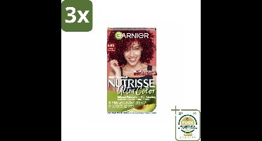 3 x Garnier - Nutrisse Ultra Color 5.62 - Haarkleuring - Levendig Rood - Voedend - Permanente Kleur - Grootverpakking - Haarkleuring - Rood - Permanent - Grijsdekking - Voedend