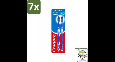 7 x Colgate - Tandenborstels - Extra Clean Duo - Medium - 2 borstels - Grootverpakking - Tandenborstel - Mondhygiëne - Reiniging - Tongreiniger - Frisse Adem