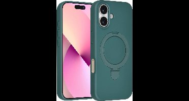 TUNIQ telefoonhoesje voor Apple iPhone 16 - MagSafe met ringstand - Donkergroen