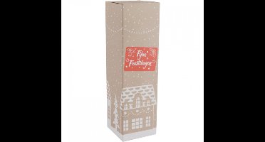 Wijnflesdoos 1 fles 95x95x330mm HUISJES 10 stuks