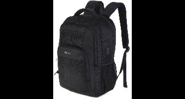 Ntech Rugzak Zwart - Schooltas 20L - Spatwaterdicht Rugzak Inclusief USB C Oplaadpoort - Laptoptas Dames en Heren - Jongens en Meisjes - Laptop Rugtas 16 inch