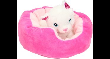 4x Pluchen hond of kat in pluchen mand