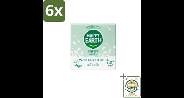 Happy Earth – Wash & Bath Bar – 100% Natuurlijk Baby & Kids – 50 g - Voordeelverpakking - 6 stuks - Natuurlijke wasbar - Zeepvrije wasbar