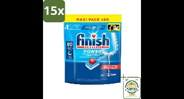 15 x Finish - Vaatwasmiddel - Power All in One Regular - Effectieve Alles-in-1 Reiniging - 80 capsules - Grootverpakking - Vaatwasmiddel - Vaatwasser - Vaatwas - Vaatwas Tablet - Vaatwas Capsule