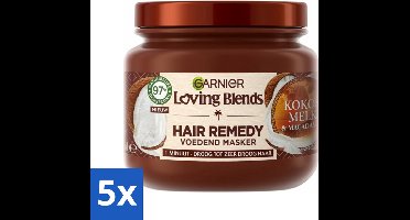 5 x Garnier - Loving Blends - Haarmasker - Kokosmelk & Macadamia - Normaal tot Droog Haar - 340 ml - Haarmasker Kokosmelk Macadamia - Droog Haar Masker - Haarvoeding - Haarherstel - Haarverzorging