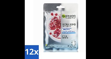 12 x Garnier - SkinActive - Hydra Bomb Sheet Mask - Granaatappel - Gezichtsmasker - 1 Gezichtsreinigingsmiddel - Gezichtsmasker - Hydraterend Masker - Granaatappel - Droge Huid - Gevoelige Huid
