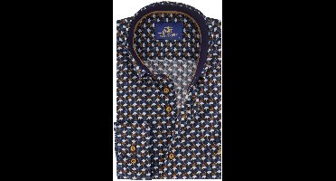 Casual overhemd Eden Valley regular fit oranje navy geprint