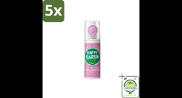 5 x Happy Earth – Deodorant Spray – 100% Natuurlijk Lavender Ylang – 100 ml - Grootverpakking - Deodorant Spray - Natuurlijke Deodorant - Lavendel En Ylang-ylang - Huidvriendelijk - Vrij Van Aluminium