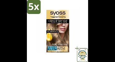 5 x SYOSS - Oleo Intense 8-50 - Haarverf - Permanente Haarkleuring - Natuurlijk Asblond - Langdurige Kleur - Grootverpakking - Haarverf - Permanente Haarkleuring - Olie-formule - Grijsdekking - Haarverf Zonder Ammoniak