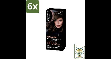 SYOSS - Coloration 4-1 Middenbruin - Haarverf - Grijsdekking - Vermindert Haarbreuk - Voordeelverpakking - 6 stuks - Grijsdekking - Donkere asblonde haarkleur