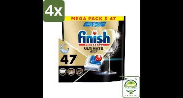 Finish - Vaatwasmiddel - Ultimate Plus All in One Regular - Krachtige Alles-in-1 Reiniging - 47 capsules - Voordeelverpakking - 4 stuks - Vaatwastablet - Vaatwasser tabletten