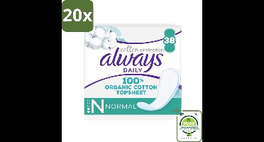20 x Always - Inlegkruisjes - Normal - Cotton Protection - 38 Inlegkruisjes - Grootverpakking - Inlegkruisjes - Always - Biologisch Katoen - Intiem - Bescherming