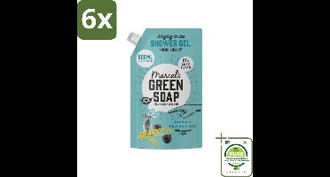 Marcel's Green Soap - Douchegel - Navulling - Mimosa & Zwarte Bes - Voor dagelijks gebruik - 500 ml - Voordeelverpakking - 6 stuks - Douchegel navulling - Milieuvriendelijke douche