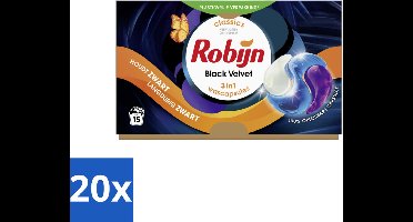 Robijn - 3-in-1 Black Velvet - Wascapsules - 15 Wasbeurten - Bulkverpakking - 20 stuks