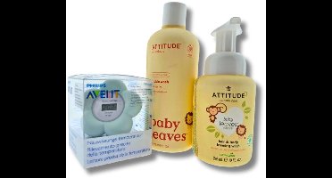 Attitude Cadeauset Douche & Bad met Avent Bad thermometer – Luxe Badset | Verwen Cadeauset | Wellness Geschenk voor Iedereen