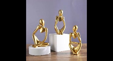 Goodivery® - Gold Statue Home Decoration - Drie decoratieve figuren - Decoratie woonkamer - Woonwinkel - Decoratie, Modern - Abstracte kunst sculpturen - Decoratie - Kantoordecoraties, Polyresin, Cadeau - (Goud)