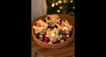 Houten Adventskrans Theelichthouders Set van 4 met Glas voor Tafel