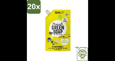 20 x Marcel’s Green Soap – Afwasmiddel – Lemon & Bergamot - Navulling – 500 ml - Grootverpakking - Kabel - Kabels - Kabelsysteem - Kabelsysteem