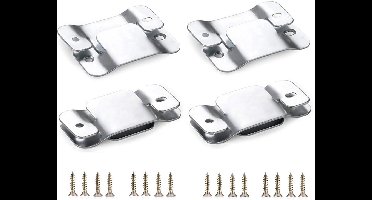 TLVX 4 Sets Sterke Meubel Klem Connector Zilver 9,5 x 4,5cm Groot / Bankstel Verbinden / Ophangsysteem Kast / Keukenkastjes / Fotolijst / Beugel Interlock / Muurhaken / Bevestiging Gesp / Montage Ophangbeugels / Demontabel / (8 stuks incl. Schroeven)