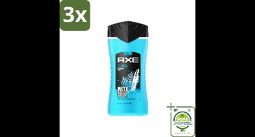 3 x Axe - 3-in-1 Douchegel - Ice Chill - Icy Menthol - Insta Cool - 100% Plantaardig - 150 ml - Grootverpakking - Douchegel - Deodorant - Mannen - Frisse Geur - Bevroren Munt