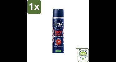 1 x Nivea - Men - Deo Spray - Dry Impact - 48 Uur Lang Werkend - 150 ml - NIVEA MEN Deodorant - Anti-transpirant - 48 Uur Bescherming - Deodorant Spray - Mannelijke Geur